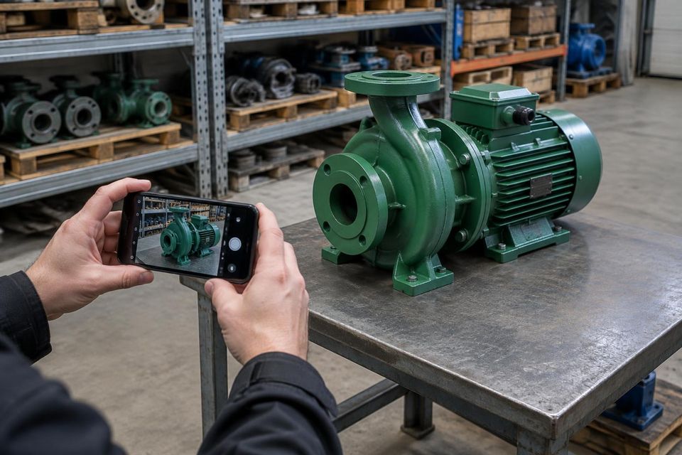 Photographing an industrial pump for a listing